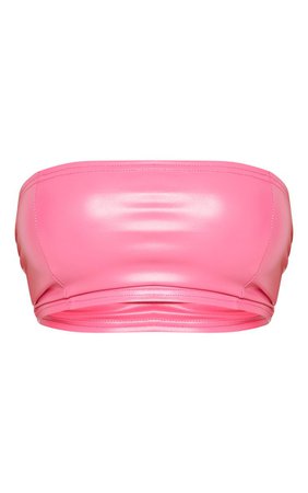 Shape Pink PU Bandeau Crop Top | PrettyLittleThing USA