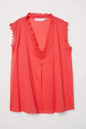 Sleeveless Cotton Blouse - Red