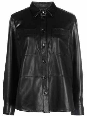Calvin Klein button-up faux leather overshirt - FARFETCH