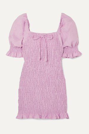Faithfull The Brand | Annibelis shirred linen mini dress | NET-A-PORTER.COM