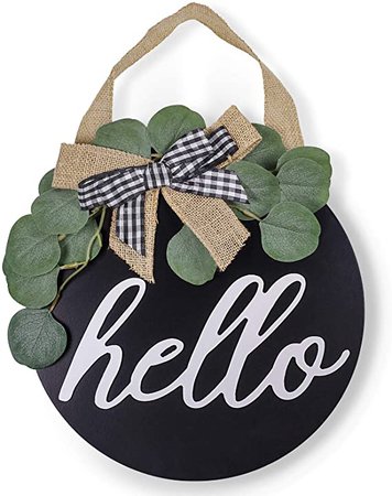 Amazon.com: Biewoos Hello Front Door Decor, Welcome Sign Entry Way Wall Decor, Round Wood Hanging Sign Farmhouse Porch Decorations 12 x 12 Inch House and Office Sign Thanksgiving Christmas (Black): Home & Kitchen