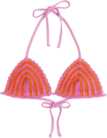 pink crochet bikini top