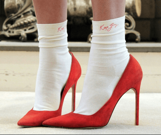 red heels and white socks