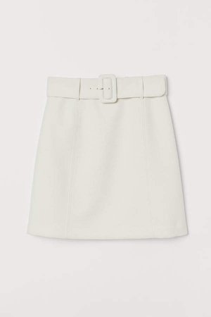 Skirt with Belt - White