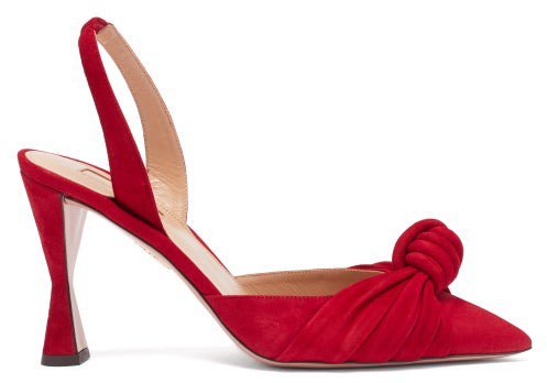 Kiki 75 Knotted Suede Slingback Pumps - Red