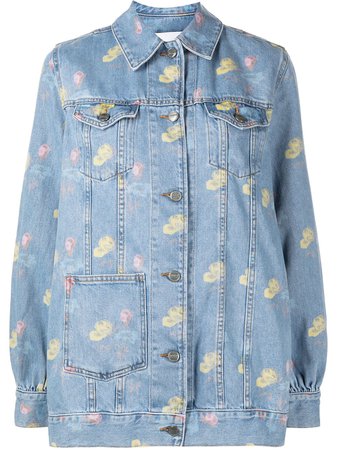 GANNI floral-print Oversized Denim Jacket - Farfetch