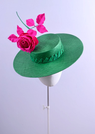 Justine Bradley-Hill millinery green boater hat