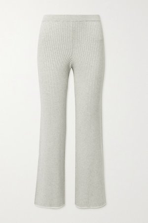 Maddie Ribbed Cotton And Cashmere-blend Track Pants - Stone