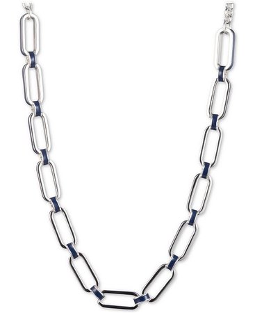 Lauren Ralph Lauren Silver-Tone & Enamel Link 16" Collar Necklace & Reviews - Fashion Jewelry - Jewelry & Watches - Macy's