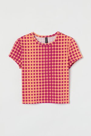 Dotted Cotton Jersey Top - Apricot/dotted - Ladies | H&M US