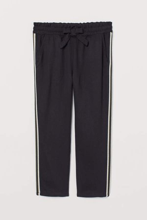 Pull-on Pants with Stripes - Black