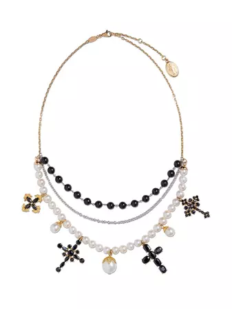Dolce & Gabbana 18kt Gold Sapphire Pearl Family Necklace - Farfetch