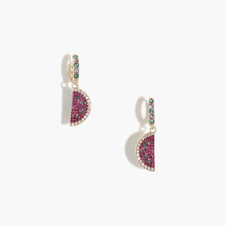 PavA crystal watermelon huggie earrings