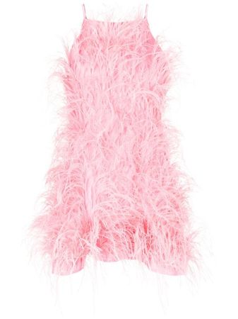 pink feathered dress