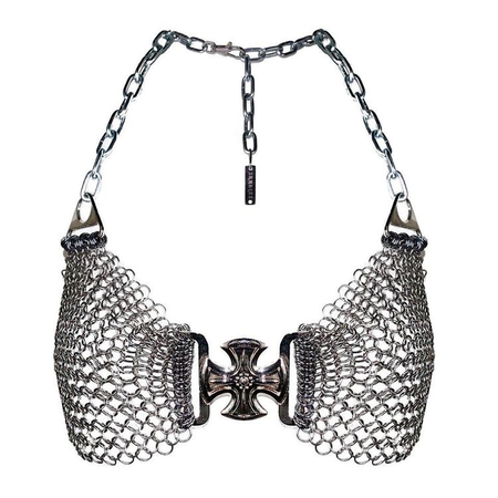 chainmail bra top silver
