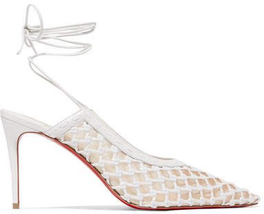 Roland Mouret Cage And Curry Mesh And Woven Leather Pumps - White