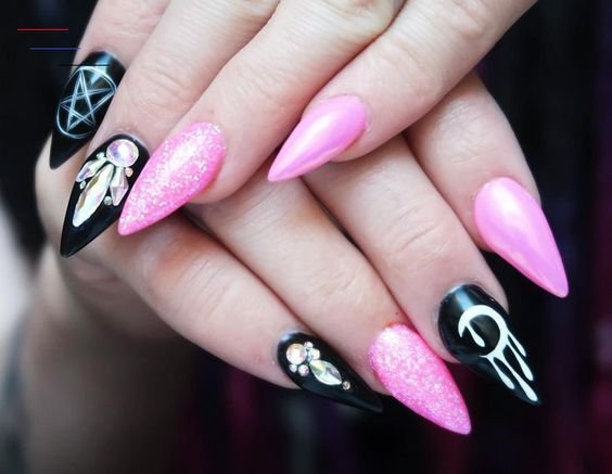 Pink & Black Goth Nails