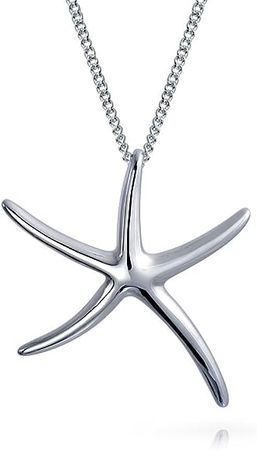 Nautical Simple Large Beach Starfish Pendant Necklace For Women For Teen .925 Sterling Silver with Chain : Amazon.ca: Clothing, Shoes & Accessories