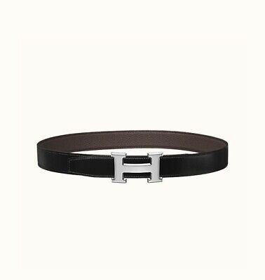 Authentic HERMES H Belt 32 mm Reversible Black/Chocolate | eBay