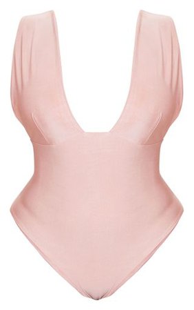 Plus Rose Plunge Pleat Detail Swimsuit | PrettyLittleThing