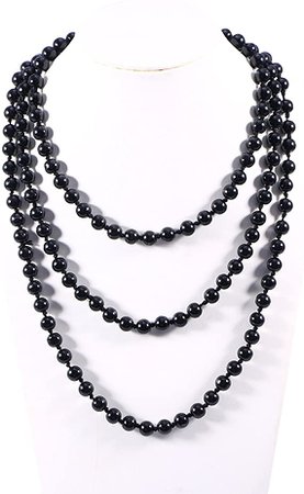 Amazon.com: bestoyard perlas collares 60" Moda Faux perlas largo collar de perlas (Negro) : Juguetes y Juegos