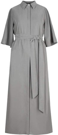 FLOW - Grey Belted Shirt Dress