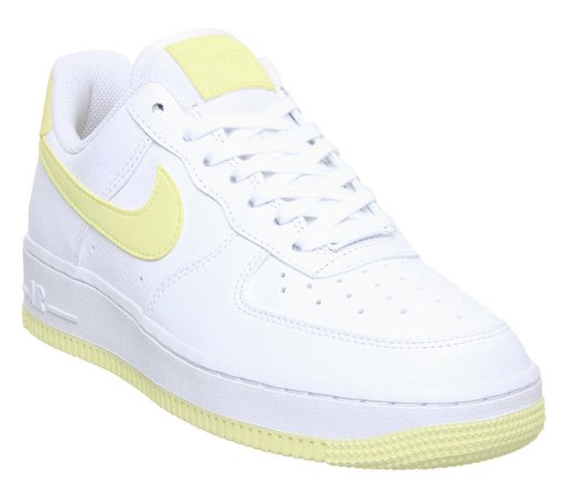 white & yellow nike air force 1 trainers