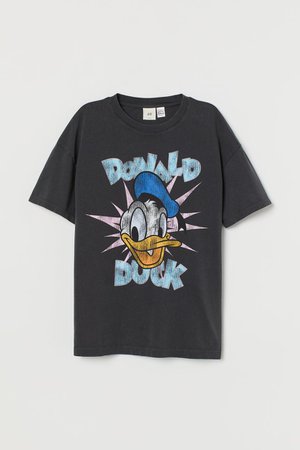 Oversized Printed T-shirt - Dark gray/Donald Duck - Ladies | H&M US