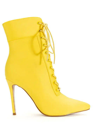 Yellow Lace Up Booties