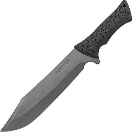 Schrade SCHF45 Leroy 16.5in High Carbon S.S. Full Tang Fixed Blade Knife with 10.4in Bowie Blade and TPE Handle