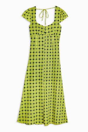 Green Check Mesh Midi Dress | Topshop