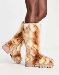 asos faux fur knee high boots - Google Search