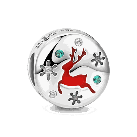 Running Reindeer Silver Charm - New