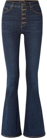 Beverly High-rise Flared Jeans - Dark denim