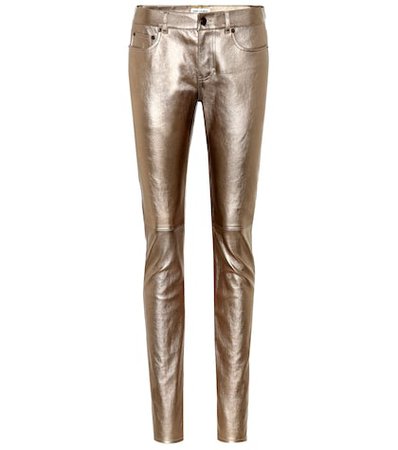 Low-rise leather skinny jeans