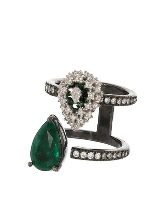 MARIANI 18kt white gold Alterego emerald and diamond ring white & black 2381AN - Farfetch