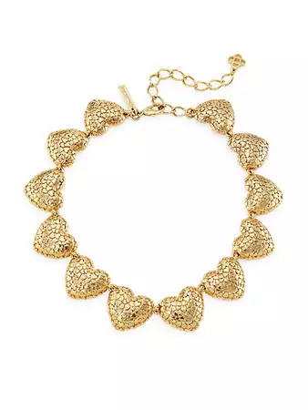 Shop Oscar de la Renta Heart Clusters Goldtone Necklace | Saks Fifth Avenue