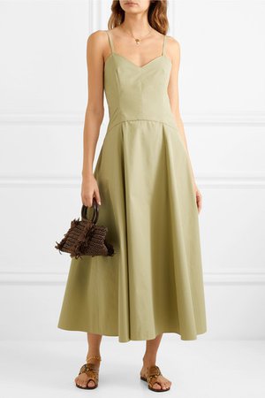 Three Graces London | Aveline cotton-poplin midi dress | NET-A-PORTER.COM