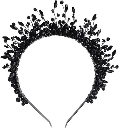 Amazon.com: Teyglen Vintage Black Beads Headband Tiara Hair Crown Handmade Crystal Hair Pieces Bridal Crown Headpieces for Bride Hair Accessories for Halloween Prom Birthday Party : Beauty & Personal Care