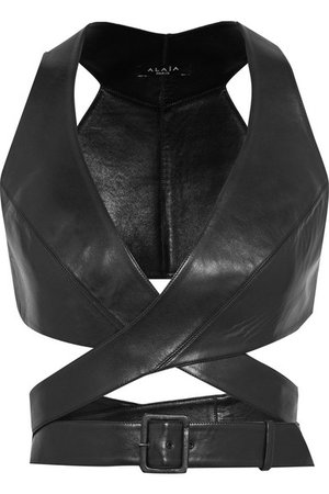 Alaïa | Leather wrap bra top | NET-A-PORTER.COM