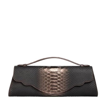 Audrey Snake Embossed Pewter Clutch Bag | Thale Blanc | Wolf & Badger