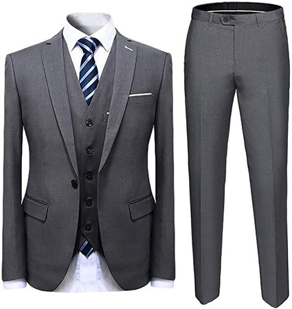 Cloudstyle Mens Suit Solid Color Formal Business One Button 3-Piece Suit Wedding Slim Fit Black at Amazon Men’s Clothing store