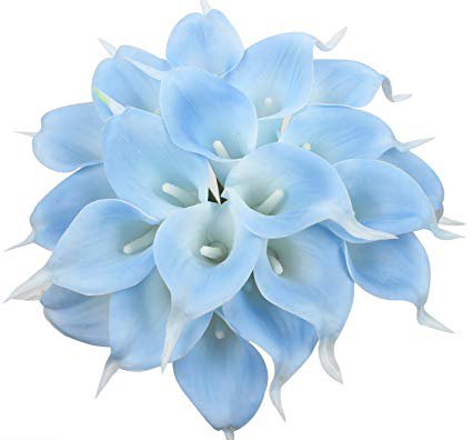 Amazon.com: Duovlo 20pcs Calla Lily Bridal Wedding Bouquet Lataex Real Touch Artificial Flower Home Party Decor (Light Blue): Home & Kitchen