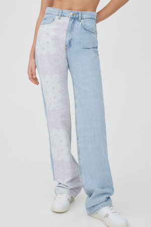 Paisley patchwork jeans - Contains recycled cotton - PULL&BEAR