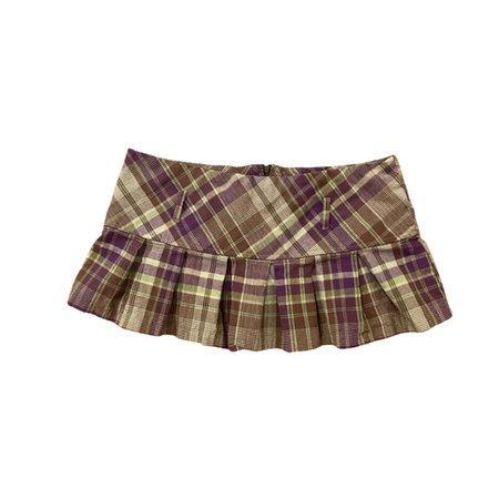 green purple and brown plaid micro mini skirt