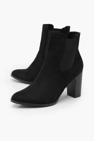 Pointed Toe Block Heel Chelsea Boots | Boohoo