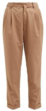 Montana Pleated Twill Trousers - Womens - Camel