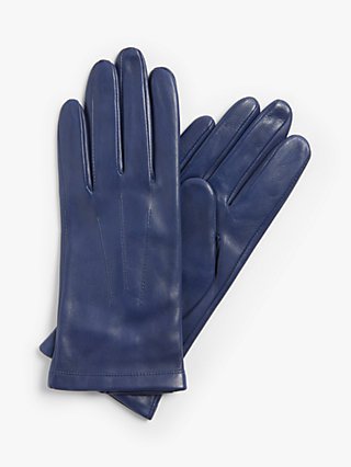 John Lewis & Partners Genuine Leather Gloves, Blue at John Lewis & Partners