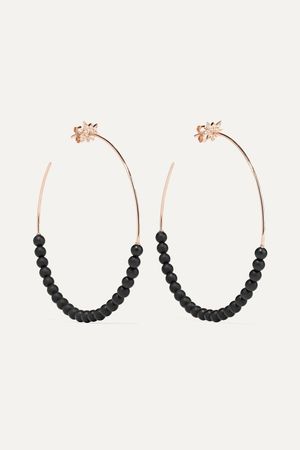 rose gold,onyx and diamond earrings