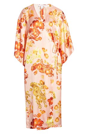 TOPSHOP Floral Print Wrap Midi Dress | Nordstrom